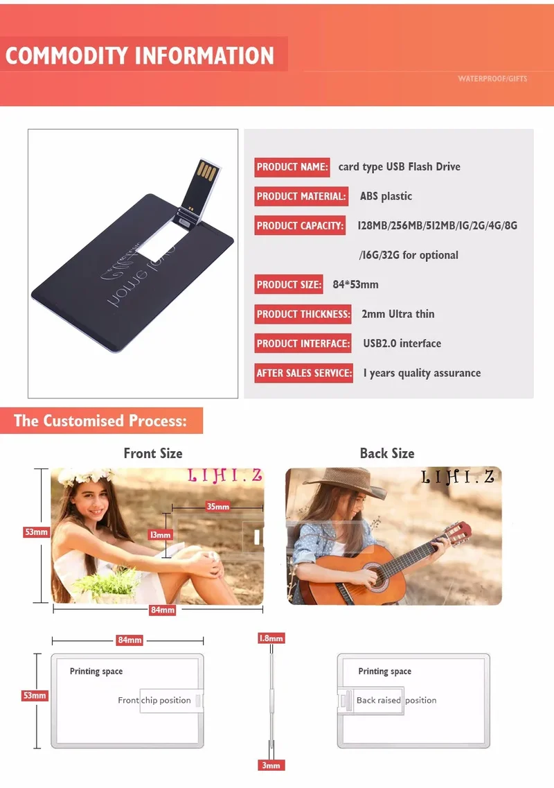 100PCS/LOT Waterproof Super Slim Credit Card USB Flash Drive Pendrive 4GB 8GB 16GB 32GB 64GB Bank Card Model Memory Stick Drives