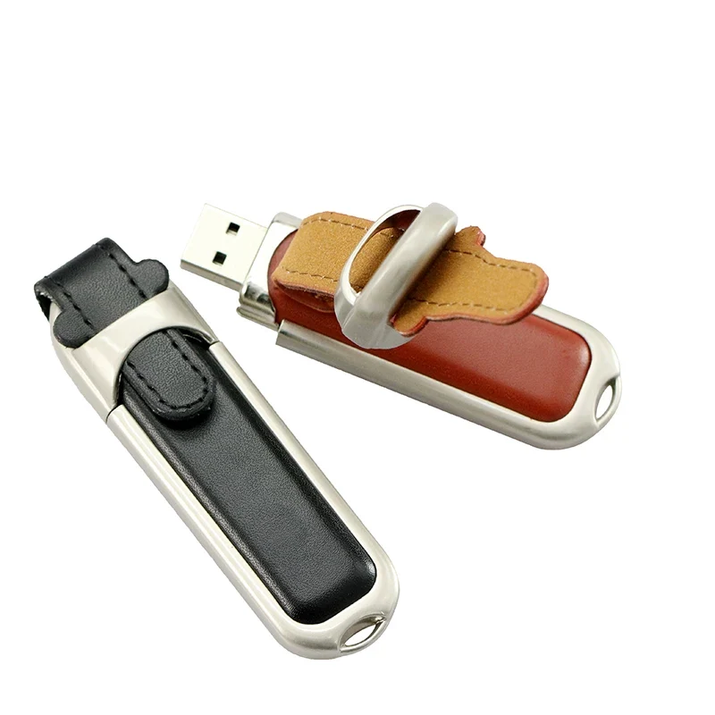 Pendrive 256GB USB Flash Drive Leather with Metal Keychain 64GB 32GB 8GB Business Usb Memories Disk 128GB Pen Drive Memory Stick