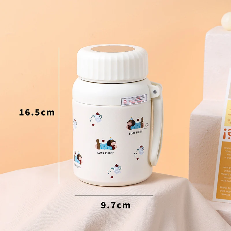 Cartoon cute high-value large-capacity new thermos stainless steel outdoor sports portable rope coffee cup