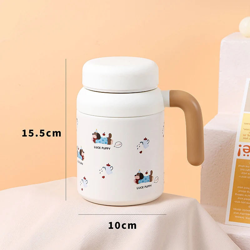 Cartoon cute high-value large-capacity new thermos stainless steel outdoor sports portable rope coffee cup