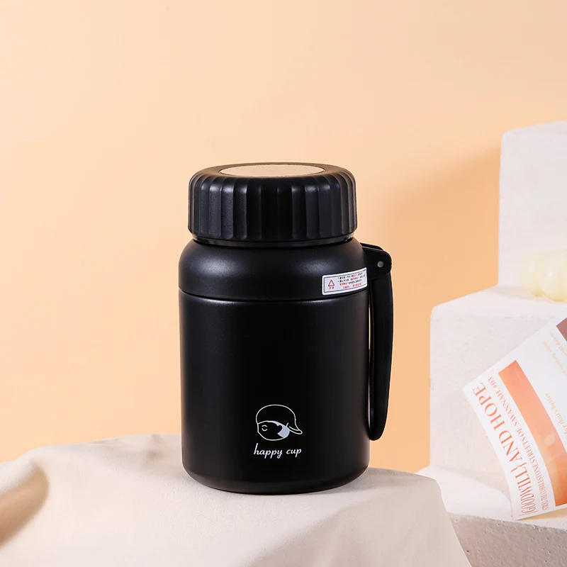 Cartoon cute high-value large-capacity new thermos stainless steel outdoor sports portable rope coffee cup