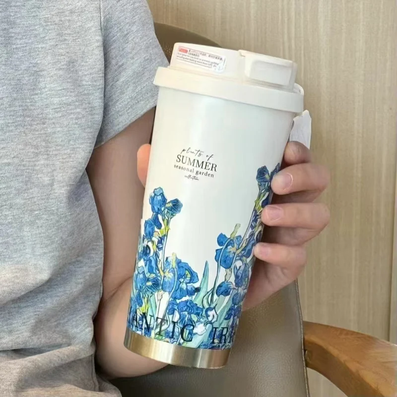 316 stainless steel lily of the valley coffee cup girls high color value double drinking straw cup car gift cup customization