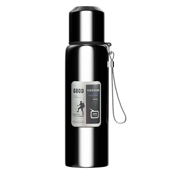 Outdoor Large-Capacity All-Steel Kettle for Men, Tea-Water Separation Vacuum Insulated Cup, 316 Stainless Steel Hiking Sports Water Cup