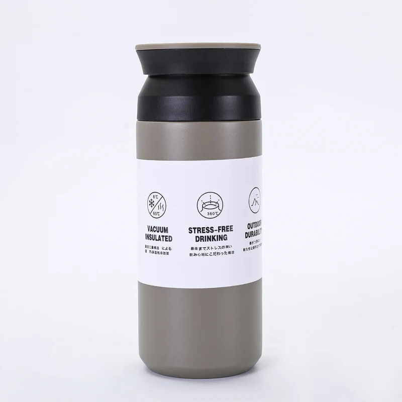 New Japanese Element Cup Flat Lid Simple Accompanying Water Cup Portable 304 Stainless Steel Double Layer Vacuum Thermos Cup