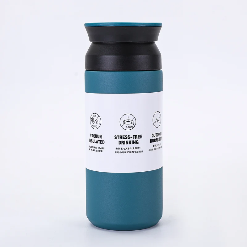 New Japanese Element Cup Flat Lid Simple Accompanying Water Cup Portable 304 Stainless Steel Double Layer Vacuum Thermos Cup