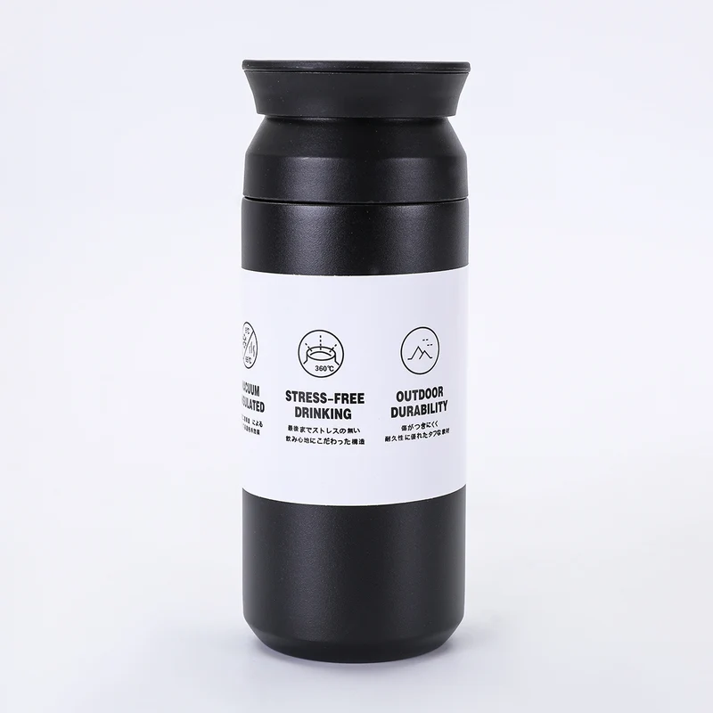 New Japanese Element Cup Flat Lid Simple Accompanying Water Cup Portable 304 Stainless Steel Double Layer Vacuum Thermos Cup