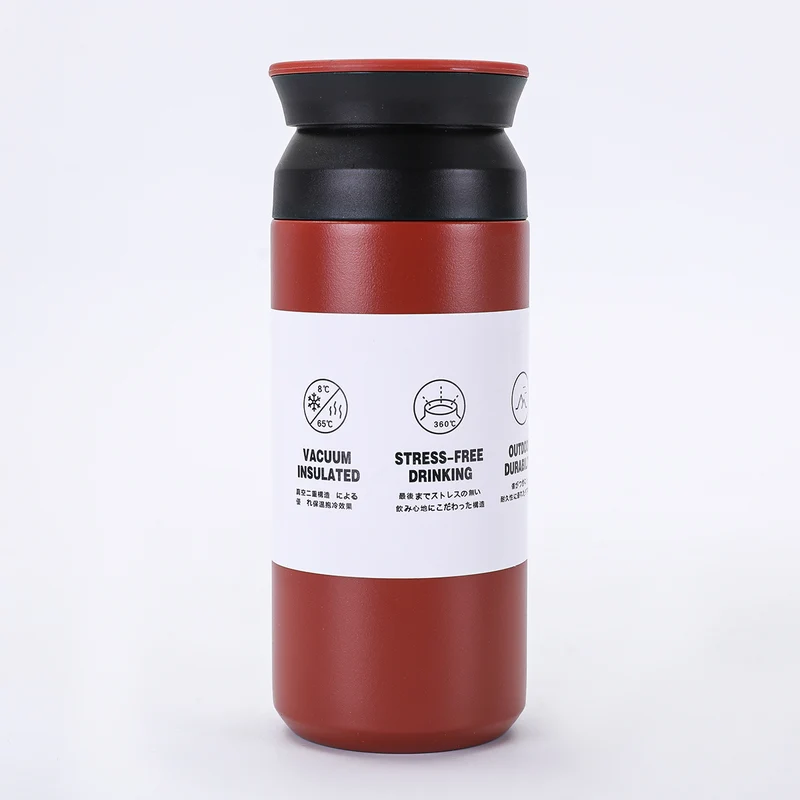 New Japanese Element Cup Flat Lid Simple Accompanying Water Cup Portable 304 Stainless Steel Double Layer Vacuum Thermos Cup