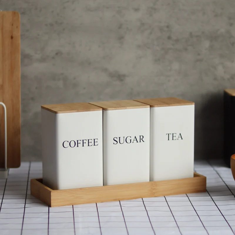 TEA,COFFEE,SUGAR Combination suit Tea Tea Coffee Candy Tinplate Box Jar Tea Bag Capsule Storage
