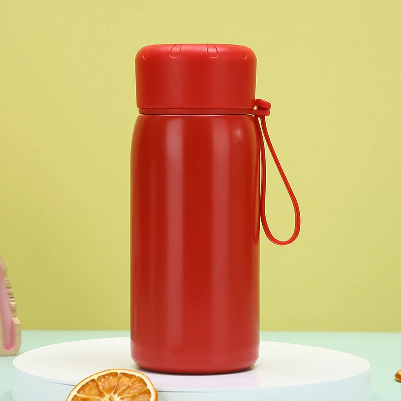 Intelligent temperature display thermos cup 316 stainless steel thermos cup solid color simple flower tea cup women's portable carrying rope accompanying cup