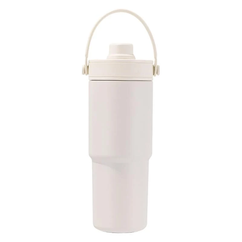 Cross-border high-value 316 stainless steel thermos cup large-capacity double-drink ceramic liner car cup portable handle cup