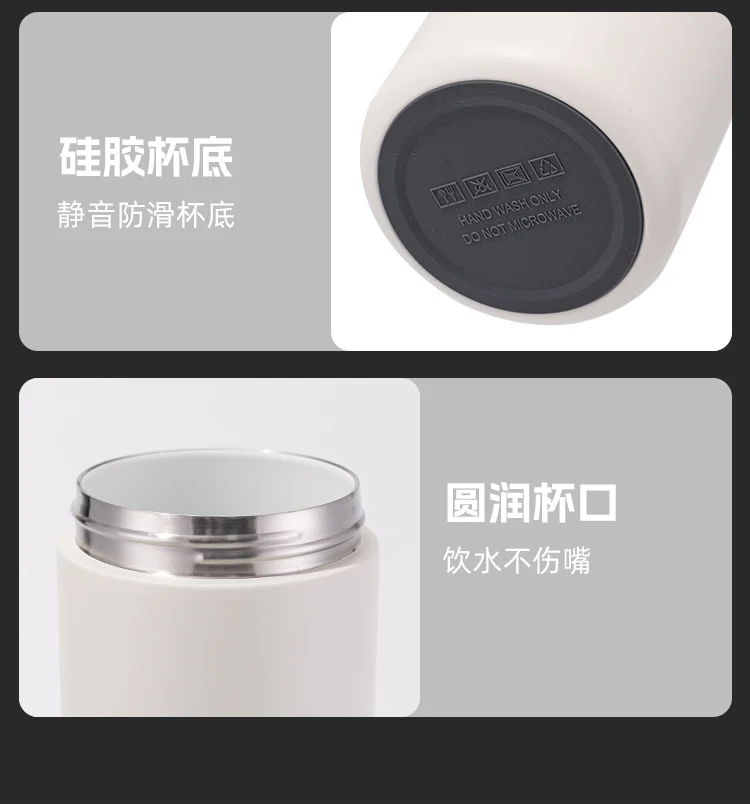 Cross-border high-value 316 stainless steel thermos cup large-capacity double-drink ceramic liner car cup portable handle cup