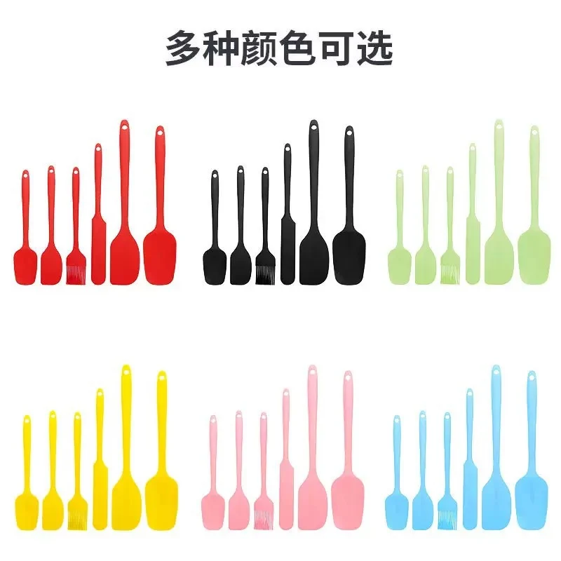 Factory in stock silicone baking 6-piece one-piece silicone scraper spatula oil brush household baking tools suit
