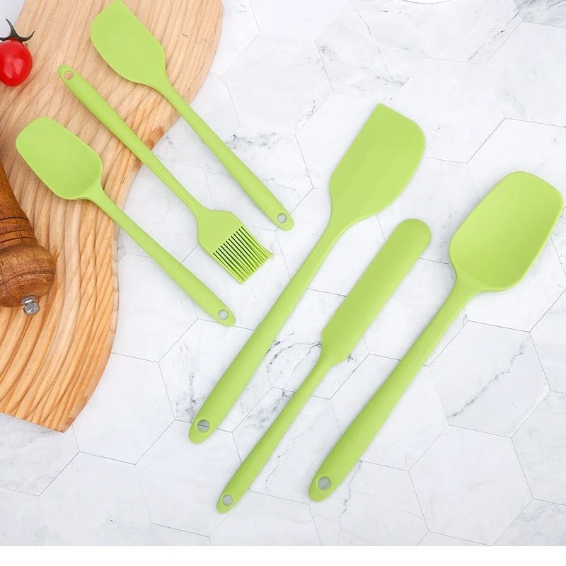 Factory in stock silicone baking 6-piece one-piece silicone scraper spatula oil brush household baking tools suit