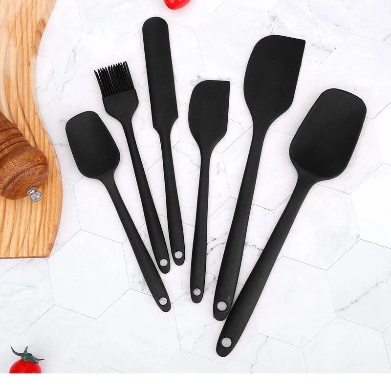 Factory in stock silicone baking 6-piece one-piece silicone scraper spatula oil brush household baking tools suit