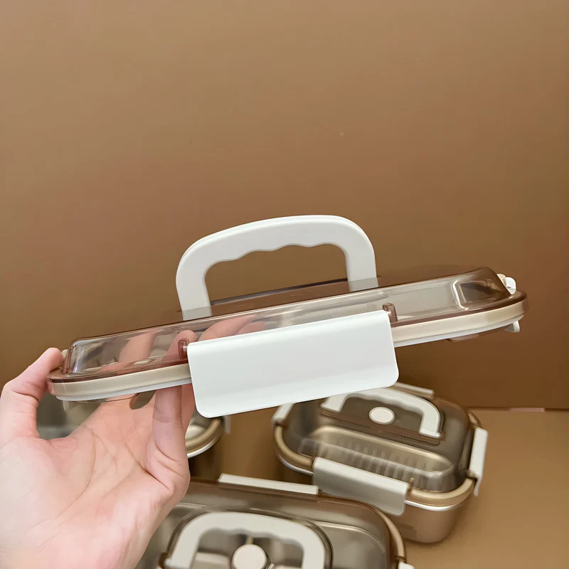 304 Stainless Steel Preservation Box Food Sealed Lunch Box for Microwave Lunch Box Large Capacity Square with Handler