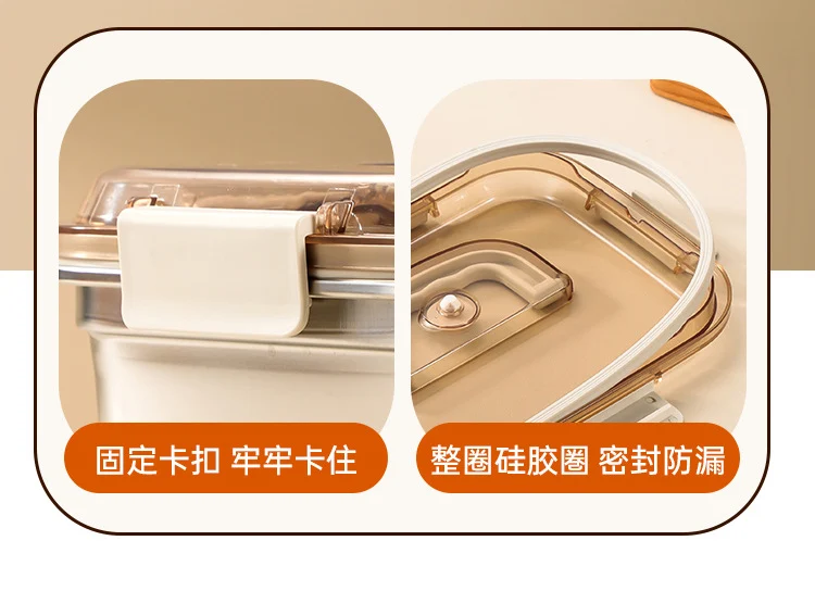 304 Stainless Steel Preservation Box Food Sealed Lunch Box for Microwave Lunch Box Large Capacity Square with Handler