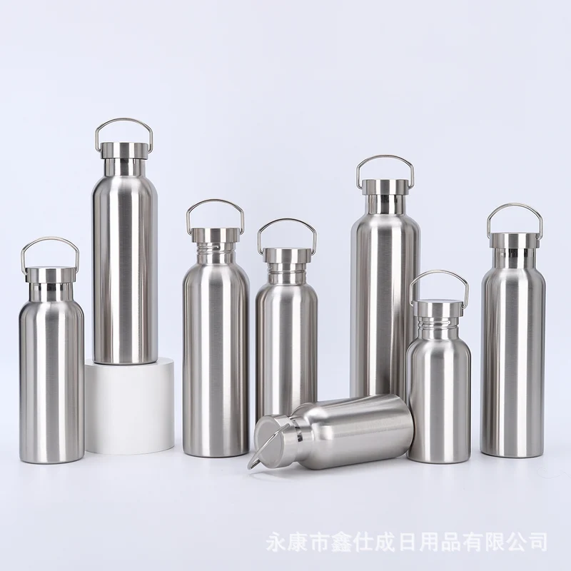 Cross-border factory direct sales 304 stainless steel American thermos portable single and double layer outdoor mountaineering water bottle