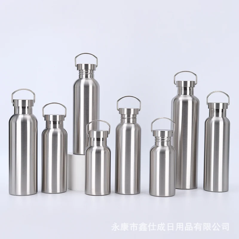 Cross-border factory direct sales 304 stainless steel American thermos portable single and double layer outdoor mountaineering water bottle