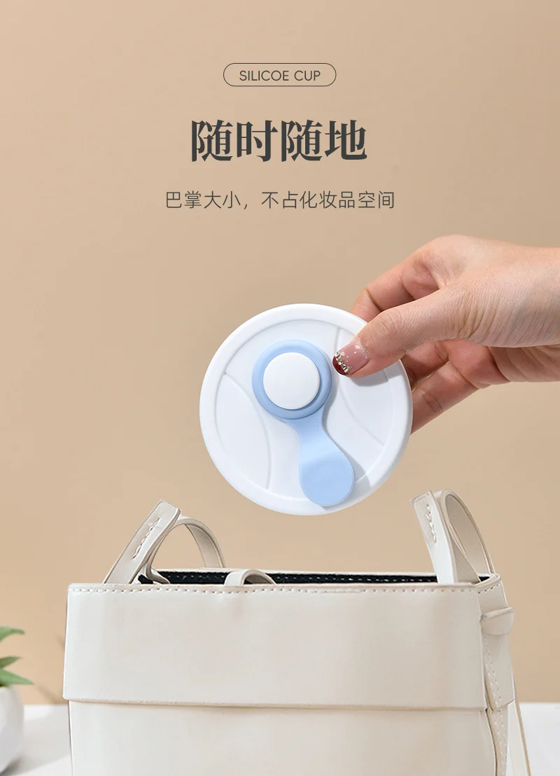 Cross-border folding cup outdoor travel convenient straw folding cup Silicone Collapsible Cup