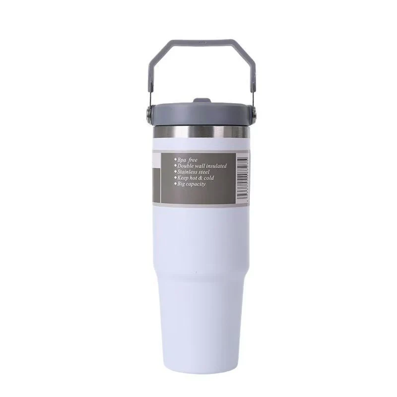 Cross-Border 30oz Stainless Steel Car Cup Large Capacity Car Portable Ice Cup with Straw Single Drink Thermos Cup