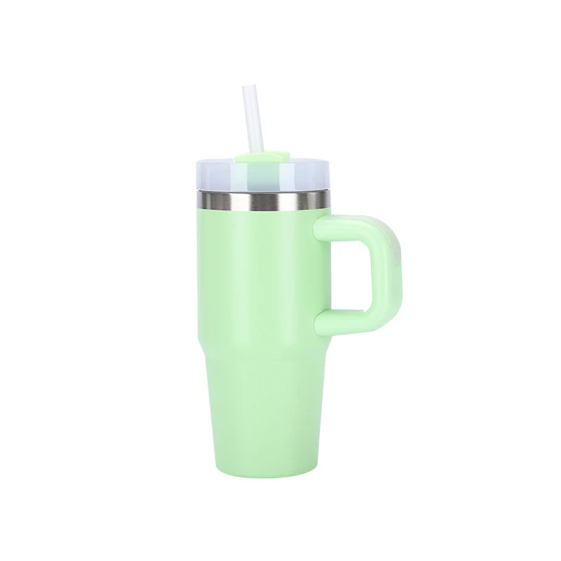 14oz Large-Capacity Handle Car Cup 304 Stainless Steel Thermal Insulation Ice Cup Outdoor High-Looking Straw Cup