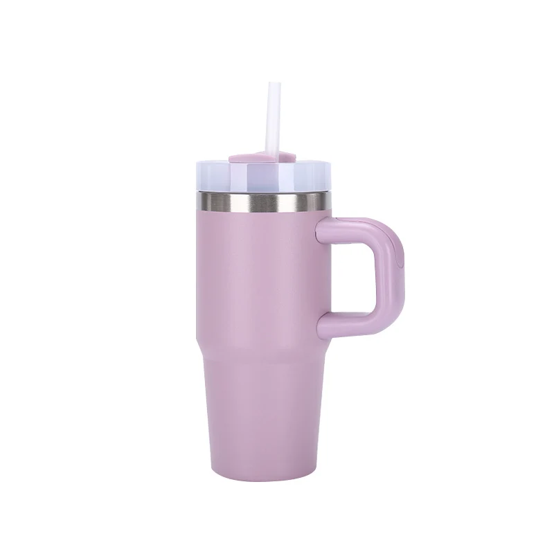 14oz Large-Capacity Handle Car Cup 304 Stainless Steel Thermal Insulation Ice Cup Outdoor High-Looking Straw Cup
