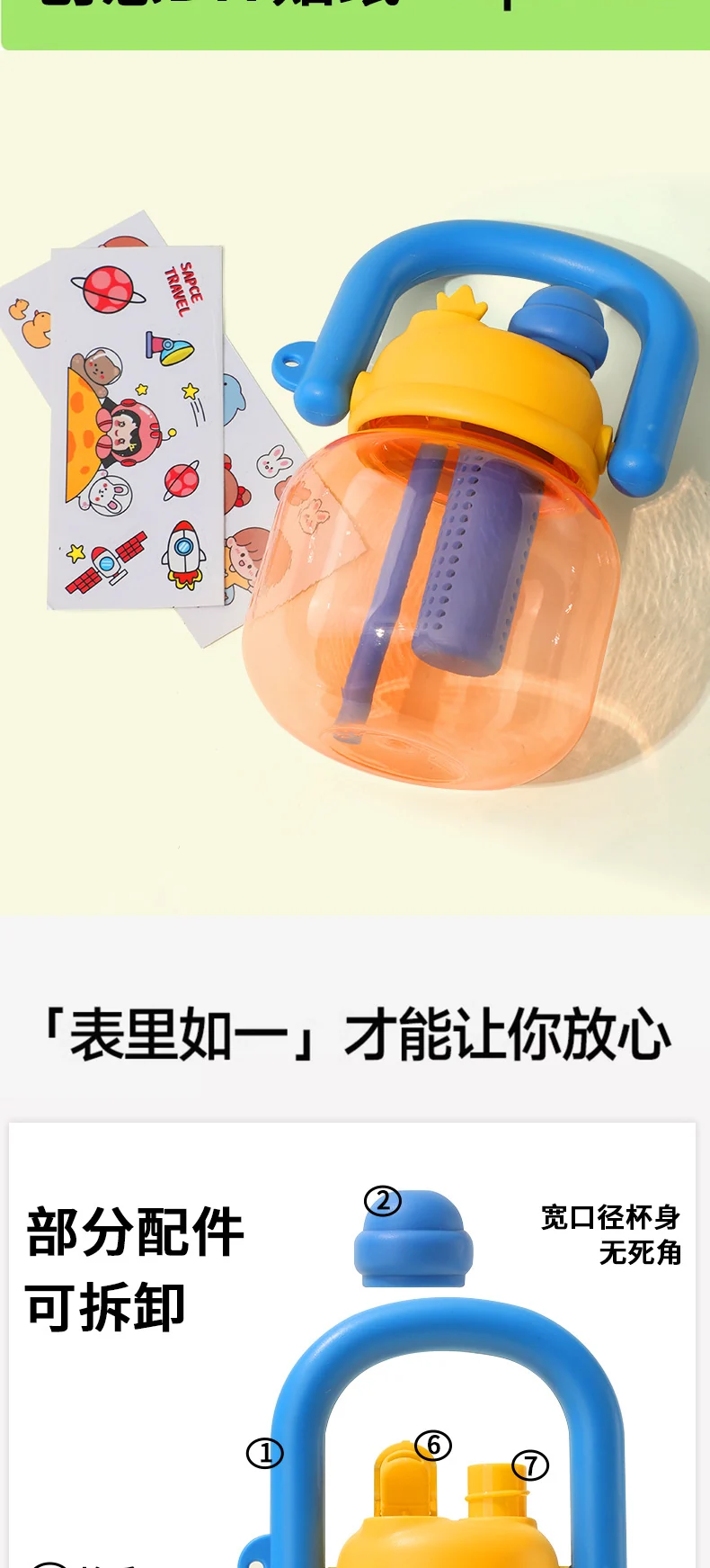 Wholesale Large-Capacity Plastic Straw Cups for Summer, Suitable for Men and Women, with a High Aesthetic Appeal, Portable Outdoor Sports Water Bottles for Children