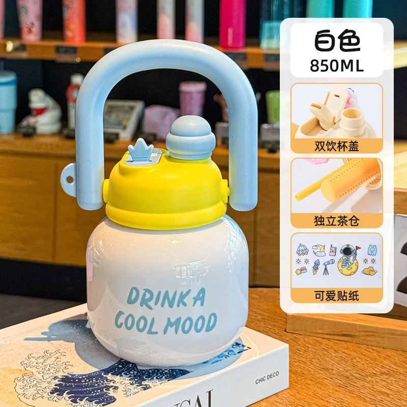 Wholesale Large-Capacity Plastic Straw Cups for Summer, Suitable for Men and Women, with a High Aesthetic Appeal, Portable Outdoor Sports Water Bottles for Children