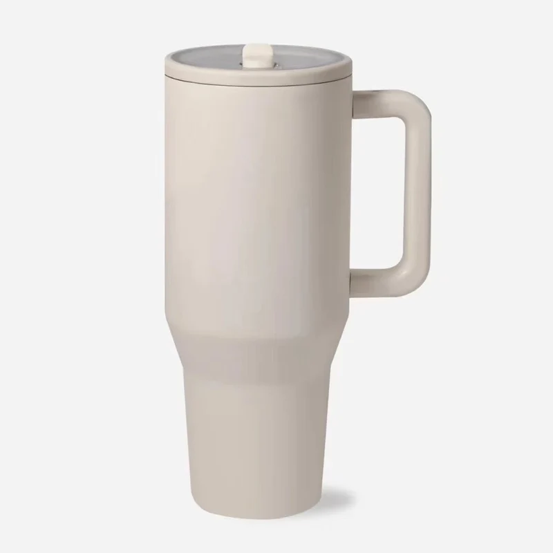 Cross-Border Amazon Best-Selling 40oz Big Mac Double-Layer Straw Mouth Car Cup Large Capacity Car Handle Ice Cup