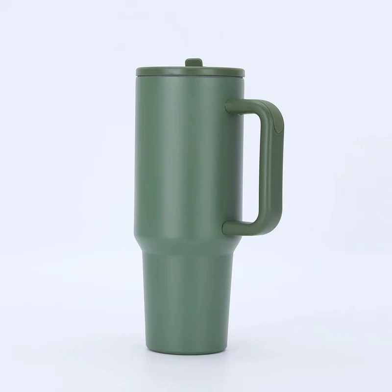 Cross-Border Amazon Best-Selling 40oz Big Mac Double-Layer Straw Mouth Car Cup Large Capacity Car Handle Ice Cup