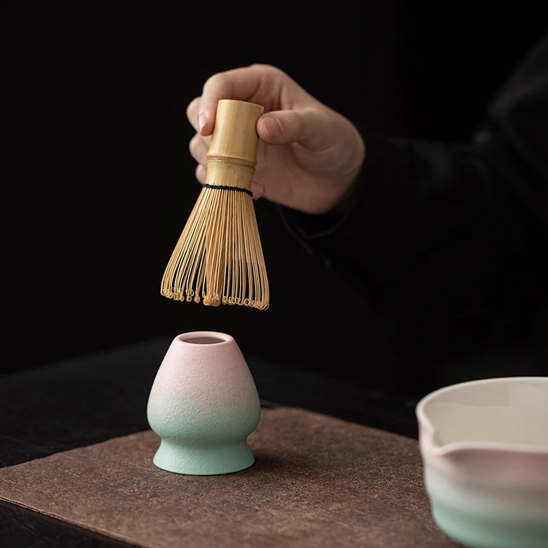 Japanese-Style Matcha Set with Gradient Ceramic Whisk, Tea Bowl, Whisk Holder, and Tea Brush