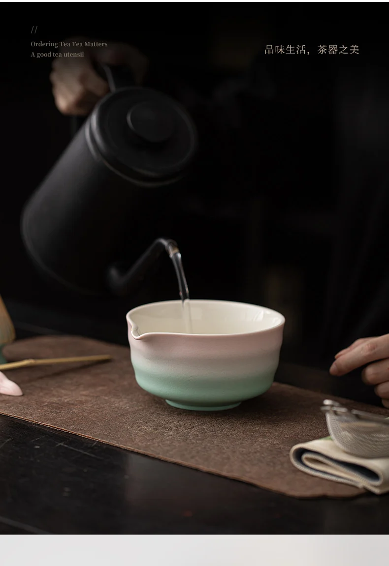 Japanese-Style Matcha Set with Gradient Ceramic Whisk, Tea Bowl, Whisk Holder, and Tea Brush