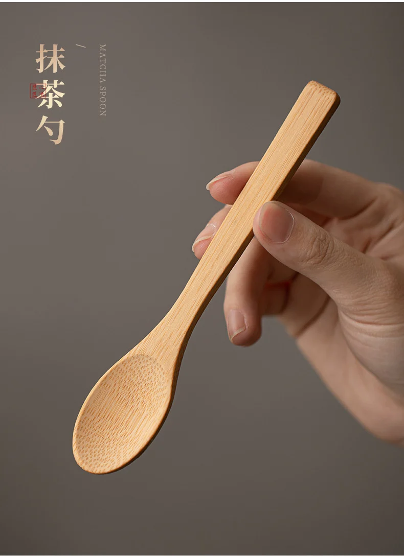 Yao Bian Bamboo Style Ceramic Matcha Four-Piece Set Japanese Matcha Making Tools Tea Bowl Tea Whisk Stand Tea Brush Tea Spoon Accessories