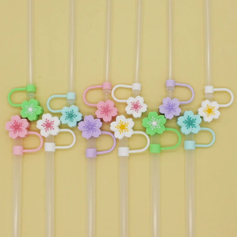 Popular 10mm Begonia Flower Straw Cap Stanley Water Cup Straw Plug Silicone Flower Straw Cover Direct from Manufacturer