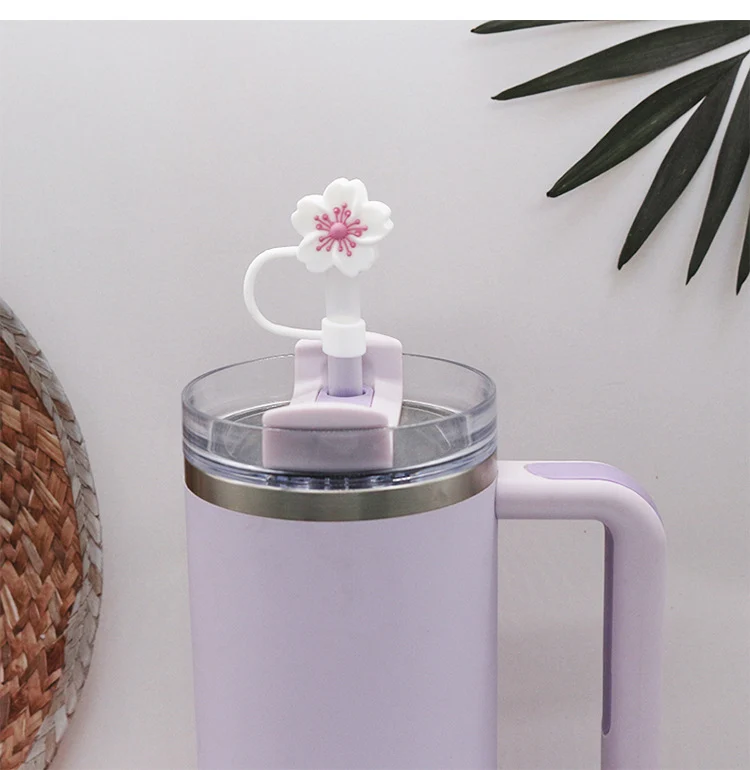 Popular 10mm Begonia Flower Straw Cap Stanley Water Cup Straw Plug Silicone Flower Straw Cover Direct from Manufacturer