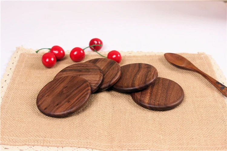 Wooden Coaster Black Walnut Square Coaster Wooden Insulation Pad Solid Wood Coaster Engraved Logo