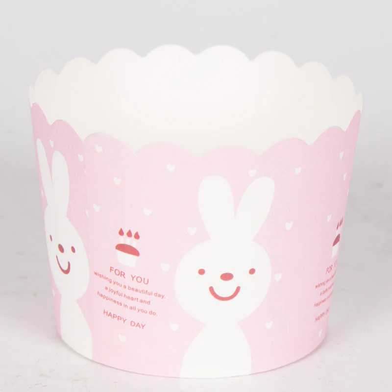 Small Cake Cuppers Mafen Cup High Temperature Baking Chiffon Small Cake Cup Disposable Cute Pattern Paper Cup 50
