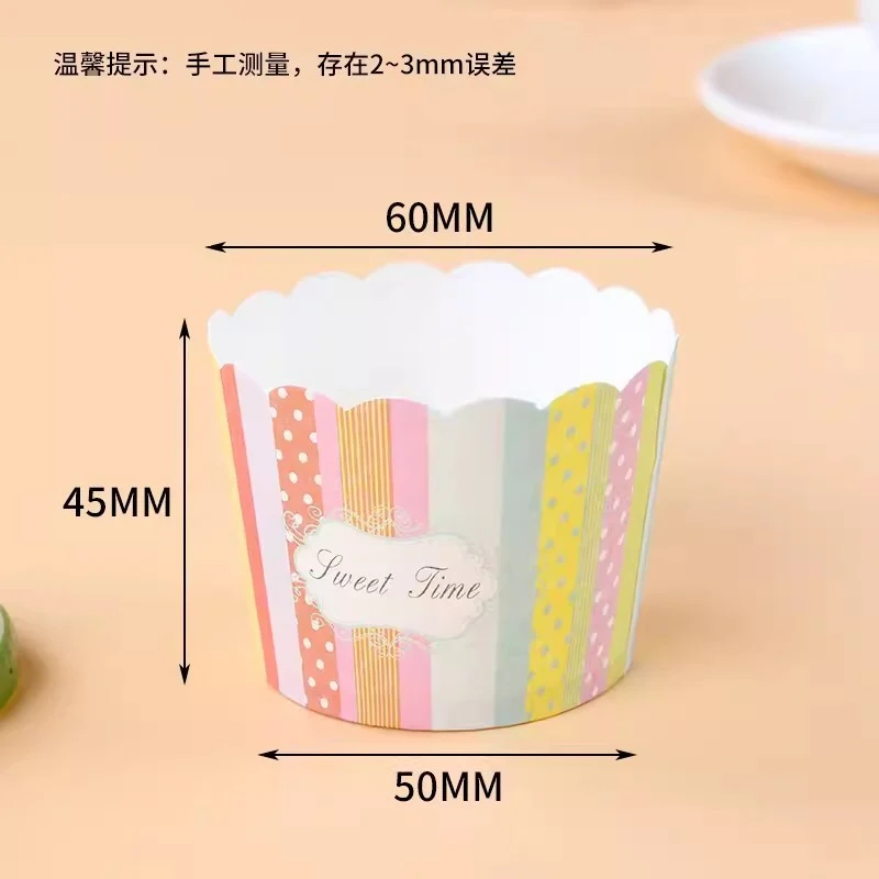 Small Cake Cuppers Mafen Cup High Temperature Baking Chiffon Small Cake Cup Disposable Cute Pattern Paper Cup 50
