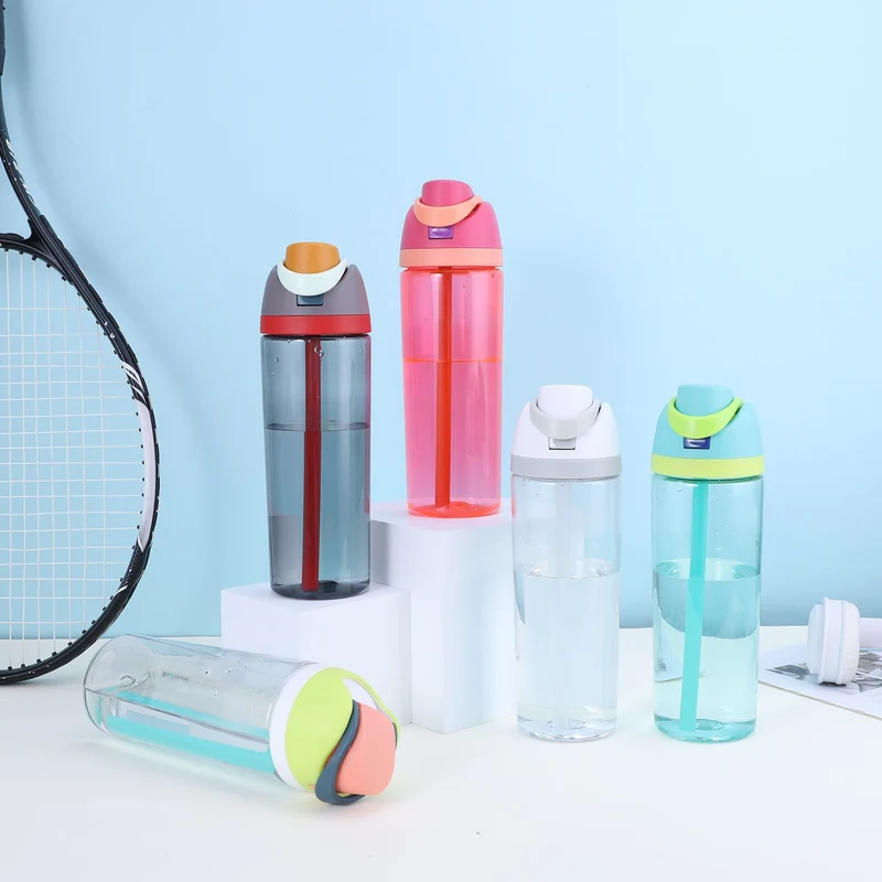 Cute High-Appearance Water Bottle with Straw for Girls, Suitable for Sports and Outdoor Use, Children's Plastic Cup, Gift, Household Water Jug, Leak-Proof and Sealed