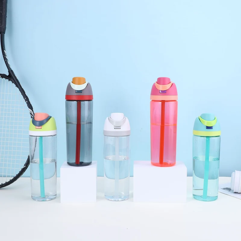 Cute High-Appearance Water Bottle with Straw for Girls, Suitable for Sports and Outdoor Use, Children's Plastic Cup, Gift, Household Water Jug, Leak-Proof and Sealed