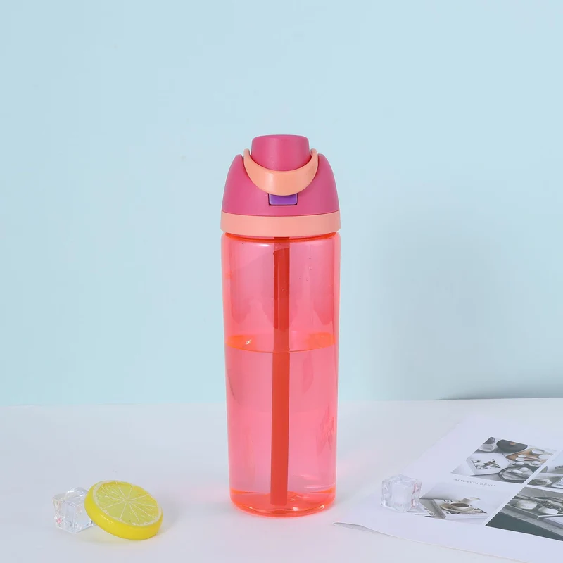 Cute High-Appearance Water Bottle with Straw for Girls, Suitable for Sports and Outdoor Use, Children's Plastic Cup, Gift, Household Water Jug, Leak-Proof and Sealed