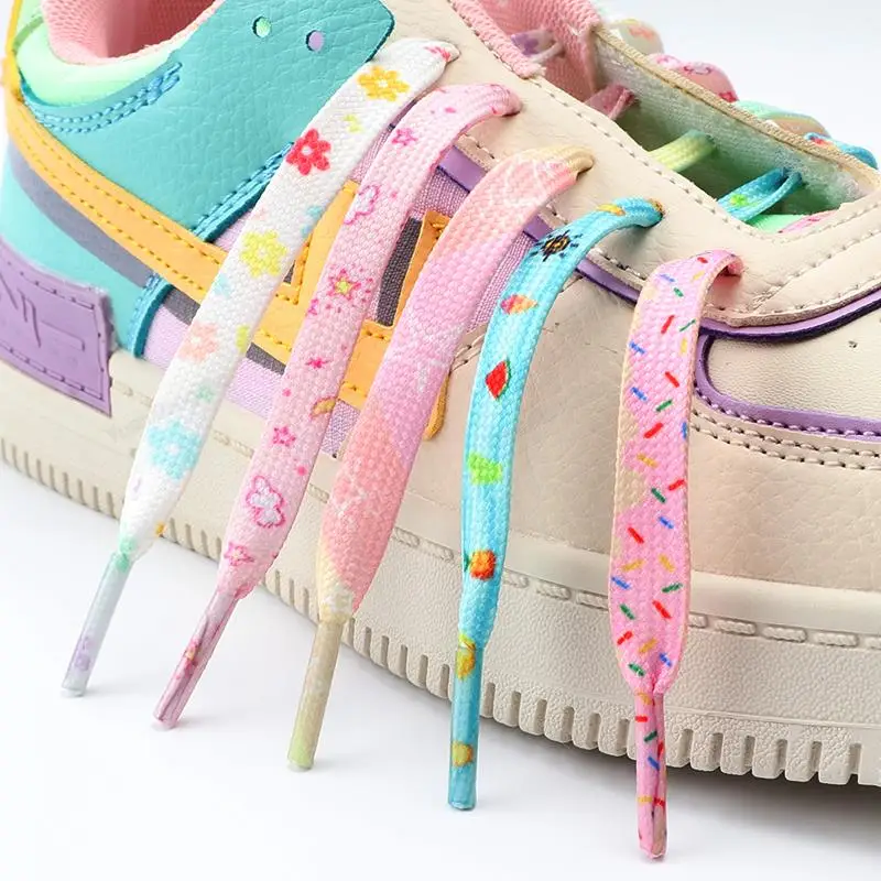 1Pair Print Shoelaces for Sneakers Quality Fabric Flat Shoe laces Fashion Girl Laces for Shoes width 0.8cm 120/140/160CM