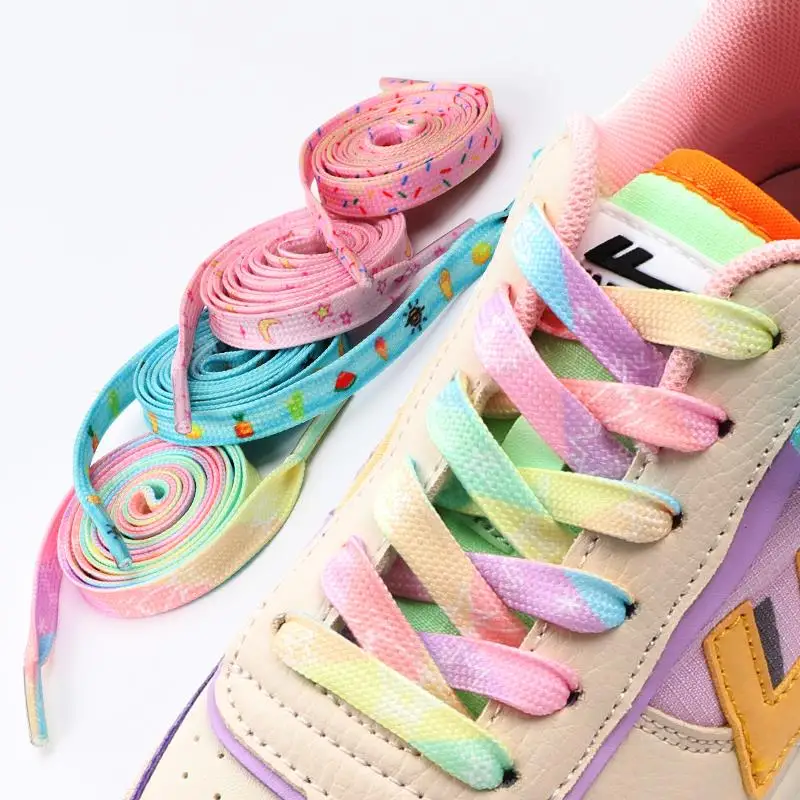 1Pair Print Shoelaces for Sneakers Quality Fabric Flat Shoe laces Fashion Girl Laces for Shoes width 0.8cm 120/140/160CM