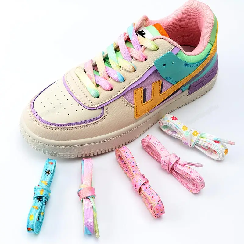 1Pair Print Shoelaces for Sneakers Quality Fabric Flat Shoe laces Fashion Girl Laces for Shoes width 0.8cm 120/140/160CM