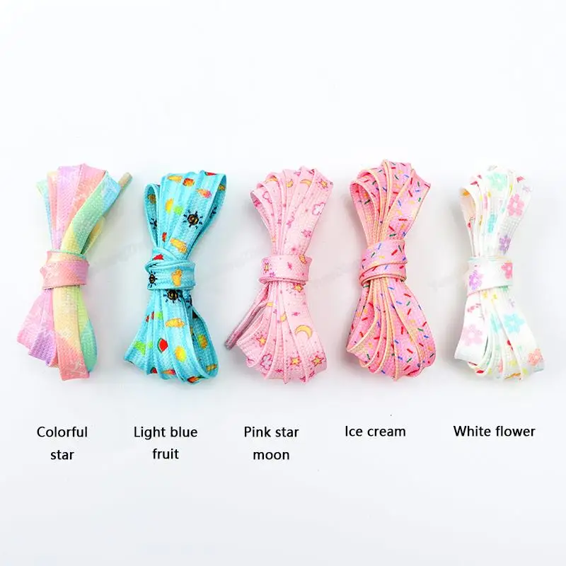 1Pair Print Shoelaces for Sneakers Quality Fabric Flat Shoe laces Fashion Girl Laces for Shoes width 0.8cm 120/140/160CM