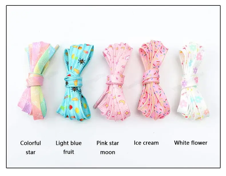 1Pair Print Shoelaces for Sneakers Quality Fabric Flat Shoe laces Fashion Girl Laces for Shoes width 0.8cm 120/140/160CM