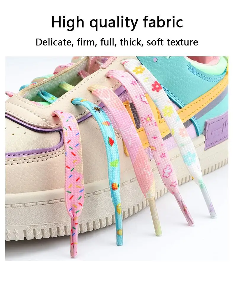 1Pair Print Shoelaces for Sneakers Quality Fabric Flat Shoe laces Fashion Girl Laces for Shoes width 0.8cm 120/140/160CM