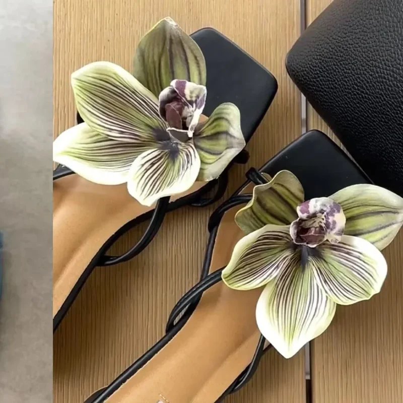 1 Pair Simulation Coloful Thai Fairy Butterfly Flower Shoe Buckles Personalized Design Butterfly Orchid Simulation Buckles Decor