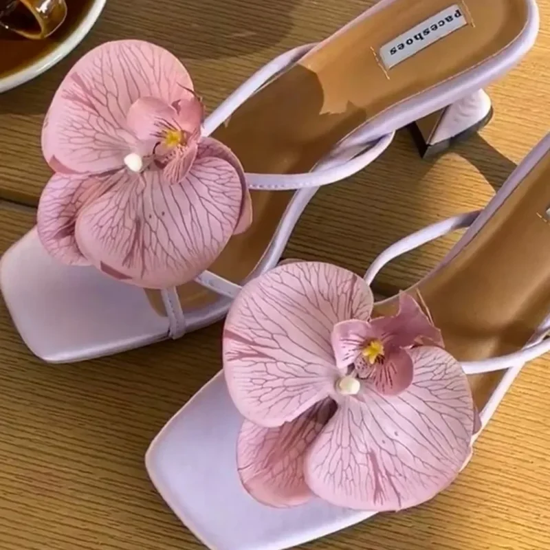 1 Pair Simulation Coloful Thai Fairy Butterfly Flower Shoe Buckles Personalized Design Butterfly Orchid Simulation Buckles Decor