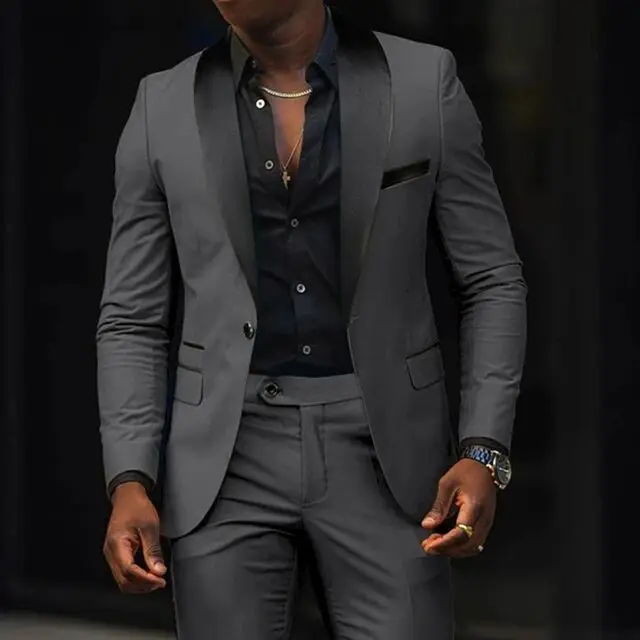 Elegant Wedding Suits 2 Pieces Slim Fit Double Breasted Blazer Tuxedos Groomsmen Suit Male Formal Business Suits(Jacket+Pants)